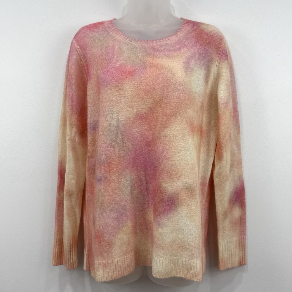 Only Mine 100% 2 Ply Cashmere Sweater M Tie Dye Whimsical Quiet Luxury Indie